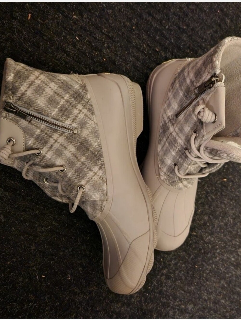Sperry Women's Gray Plaid Lace-Up Ankle Boots